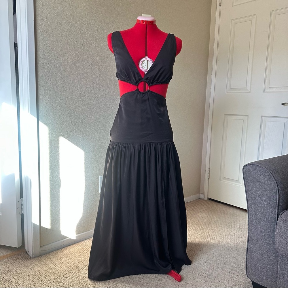 Beginning Boutique Brown Cutout Maxi Dress